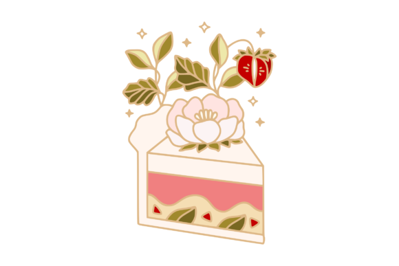 Charming Strawberry Cake and Peony Flower Clipart for Creative Projects