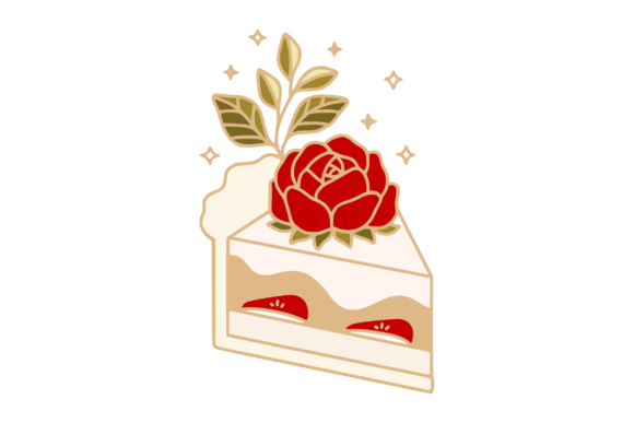 Discover the Charm of Strawberry Vanilla Rose Cake Clipart