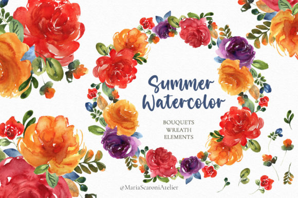 Embrace the Elegance of Summer Watercolor Flowers Clipart for Your Creative Projects