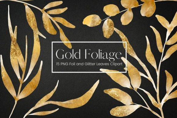 Enhance Your Creative Projects with Gold Foil and Glitter Leaves Clipart