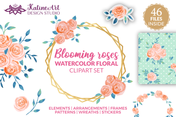 Enhance Your Creative Projects with the Blooming Roses Watercolor Clipart Set