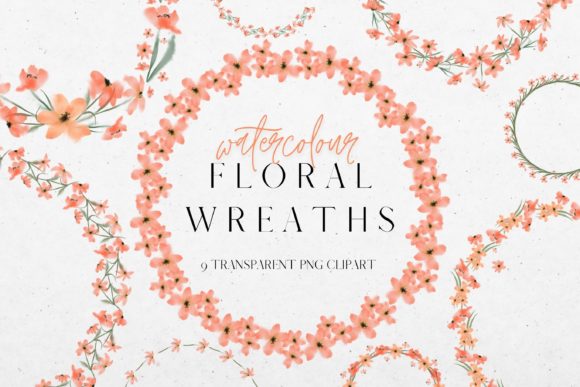 Enhance Your Designs with Orange Watercolour Flower Wreath Clipart