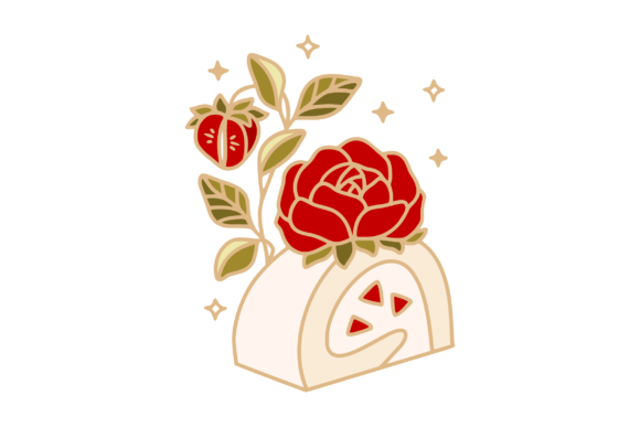 Enhance Your Projects with Strawberry Rose Flower Roll Cake Clipart