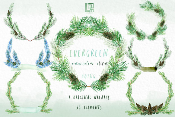 Evergreen. Forest Watercolour Collection: A Versatile Tool for Elegant and Fresh Design