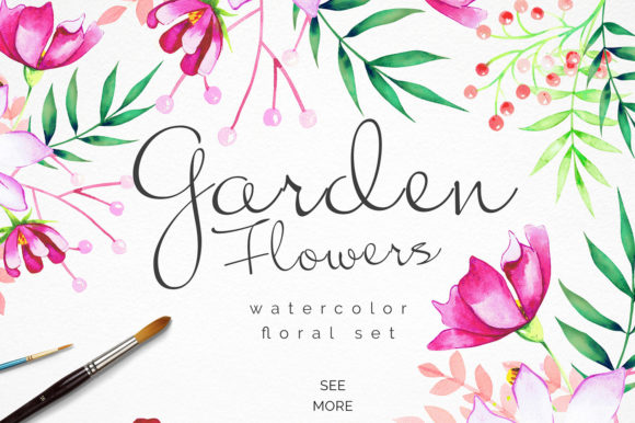 Explore the Charm of Garden Flowers Watercolor Set