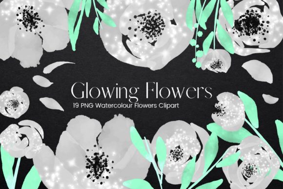Glowing Grey Watercolour Flowers: A Unique Design Asset