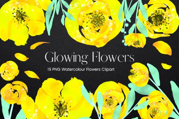 Glowing Yellow Watercolour Flowers: A Versatile Design Asset