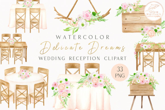 Introducing Watercolor Wedding Reception Clipart Collection