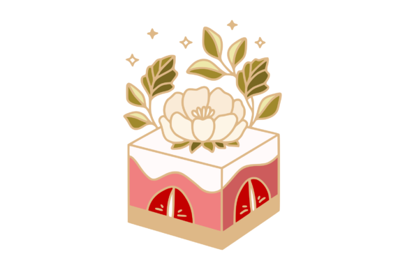 Peony Flower, Pink Strawberry Dessert