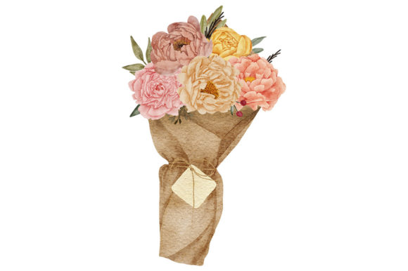 Watercolor Flower Bouquet with Wrap: A Versatile and Elegant Floral Illustration