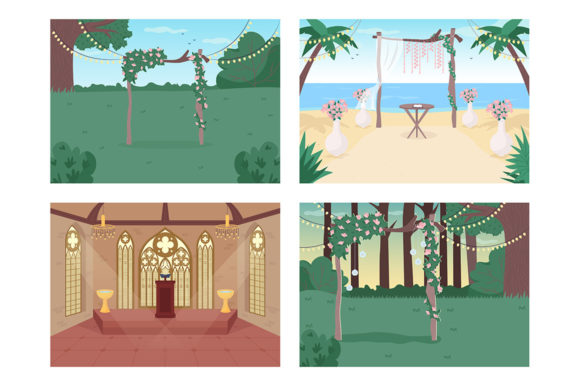 Wedding Reception Flat Illustration Set: A Comprehensive Visual Resource for Event Designers