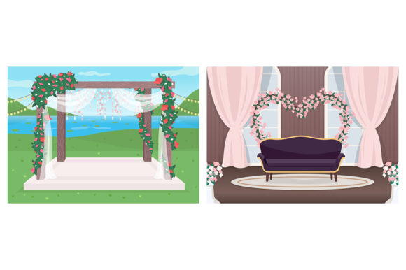 Wedding Venue Flat Color Illustration Set: A Versatile Tool for Creative and Professional Projects